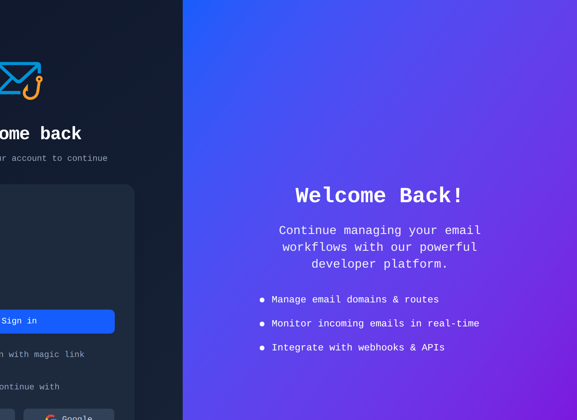 Mailhooks Dashboard